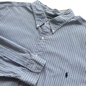 Polo Ralph Lauren Classic Fit Striped Button Down Shirt Big Men's 3XB Blue White